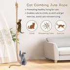 2" x 9.84Ft Cat Climbing Jute Rope with Hook for Wall & Ceiling