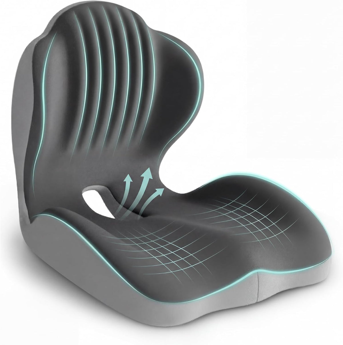 Ergonomic Seat Cushion with L-Shaped Design for Office Chair (Black)