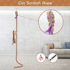 2" x 9.84Ft Cat Climbing Jute Rope with Hook for Wall & Ceiling
