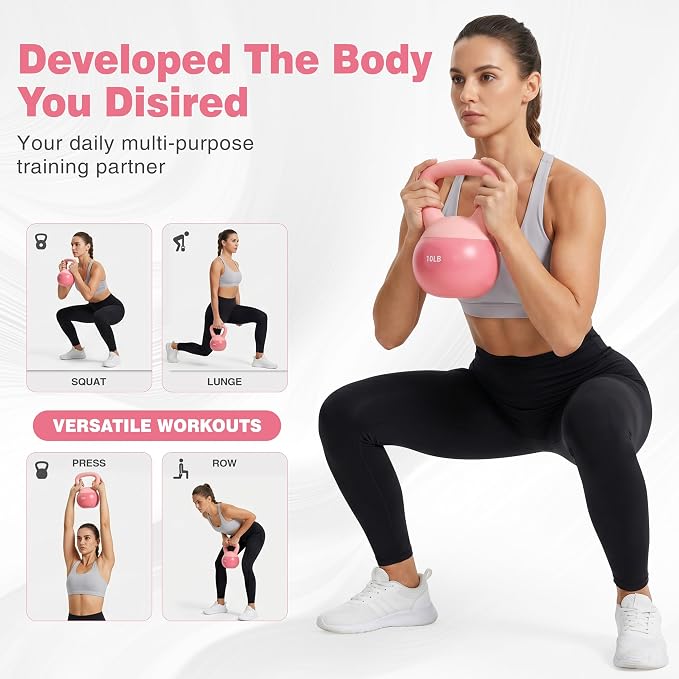 Soft Kettlebell 10-50LBS Safe Strength Training Kettlebell Anti-Slip Grip Weight for Home Workouts and Men/Women/Beginners