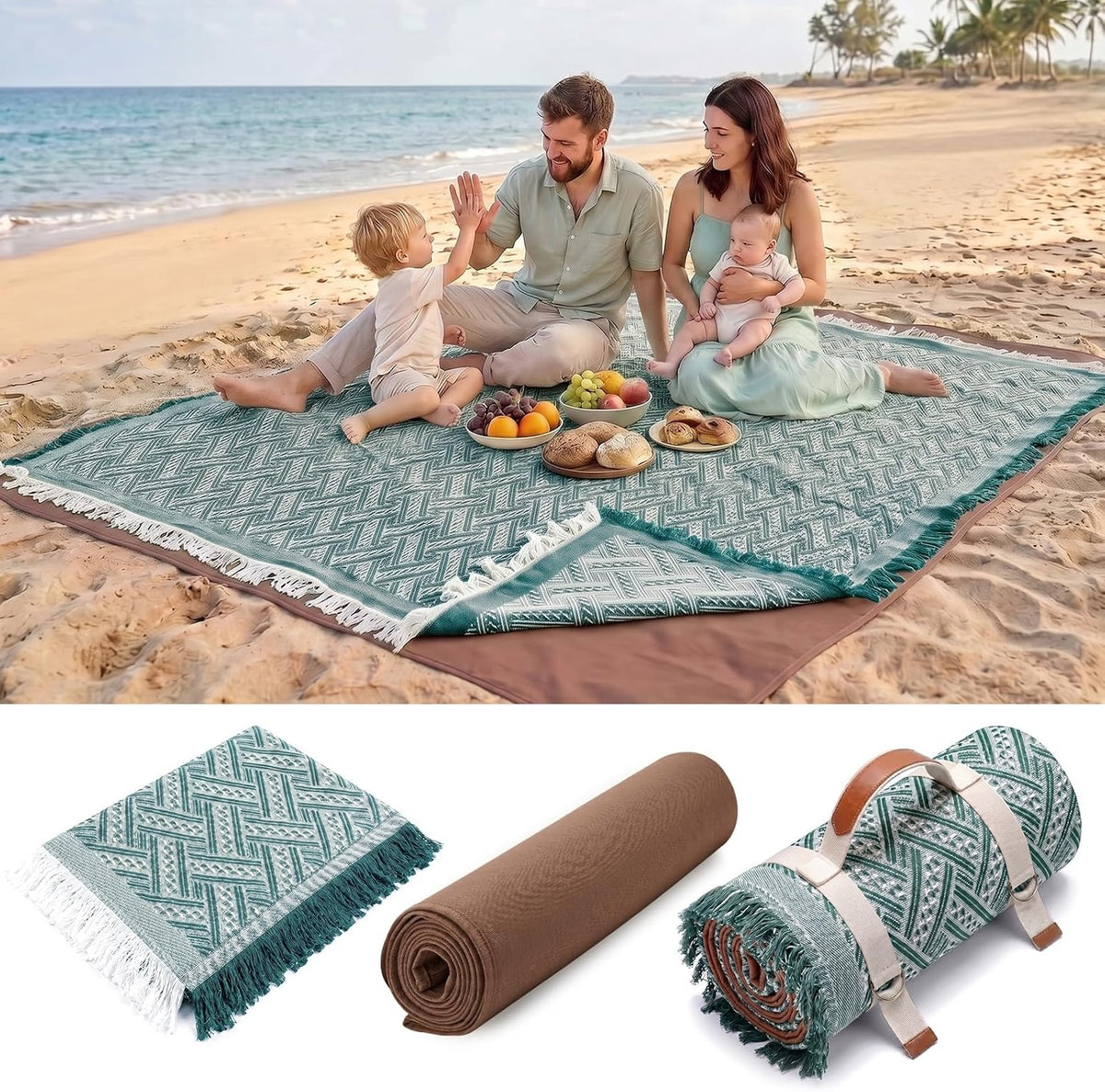 2 in 1 Extra Large 80"* 80" Rug Picnic Waterproof