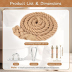 2" x 9.84Ft Cat Climbing Jute Rope with Hook for Wall & Ceiling