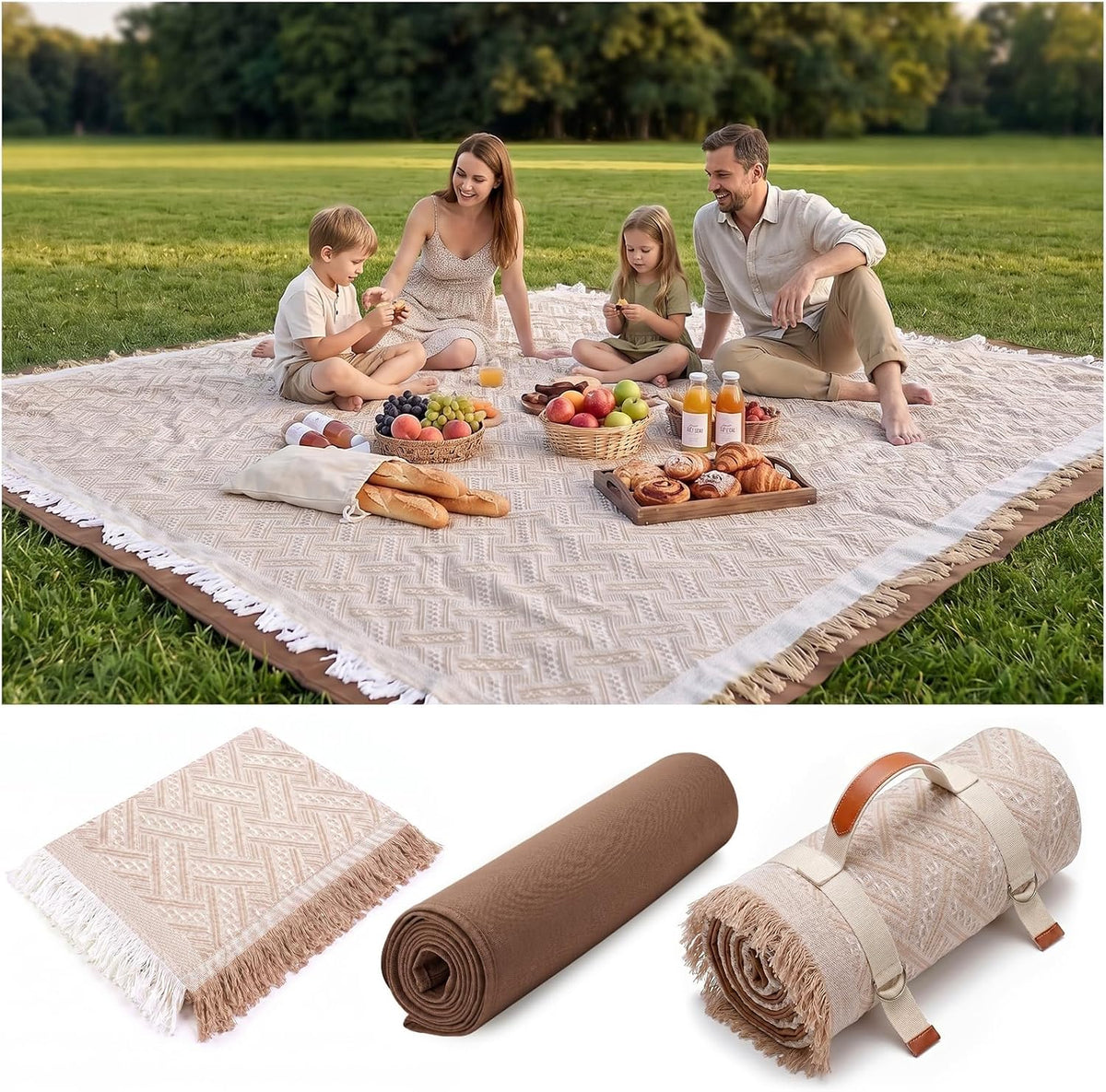2 in 1 Extra Large 80"* 80" Rug Picnic Waterproof