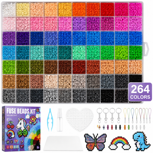 264 Colors Ultimate Fuse Beads Kit – 300,000+ Pieces DIY Pixel Art Craft Set for Kids & Adults