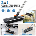 3-in-1 Rotatable Floor Scrub Brush with Long Stainless Steel Handle